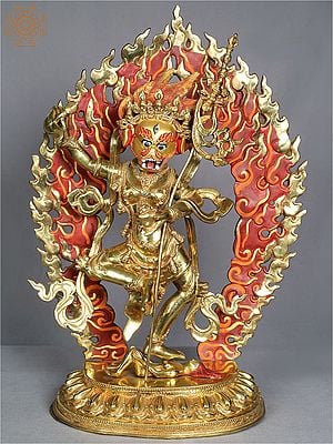 21'' Tibetan Buddhist Deity Singha Yogini | Nepalese Handicrafts