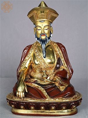 10'' Copper Buddhist Deity Ngawang Namgyal Idol | Nepalese Handicrafts