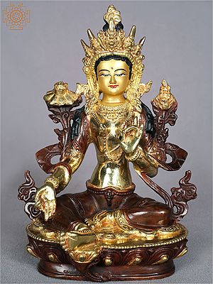 9'' Buddhist Green Tara in Vitarka Mudra | Nepalese Handicrafts