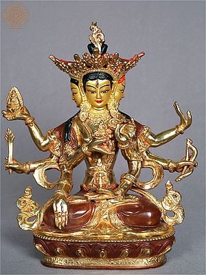 10" Multiple Hands Namgyalma Copper Idol from Nepal | Buddhist Deity Statue