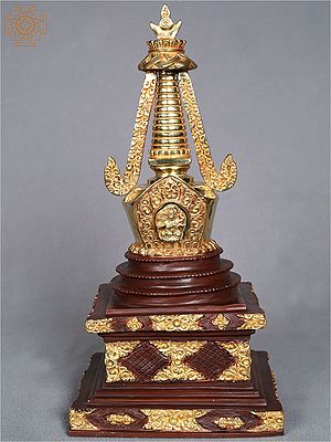 12" Tibetan Buddhist Copper Namgyalma Stupa from Nepal