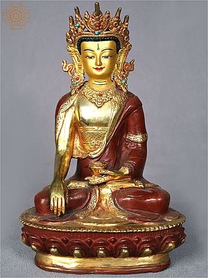 9" Seated Crown Buddha  (Tibetan Buddhist Deity) From Nepal