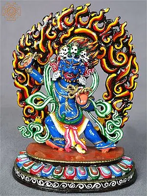 5" Colorful Tibetan Buddhist Deity - Vajrapani from Nepal