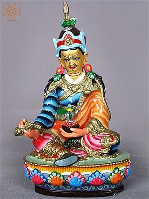5" Colorful Guru Padmasambhava Idol from Nepal | Nepalese Copper Statue