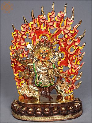 10" Tibetan Buddhist Deity Vajrapani Copper Statue from Nepal