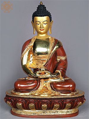 13" Amitabha Buddha Copper Figurine from Nepal