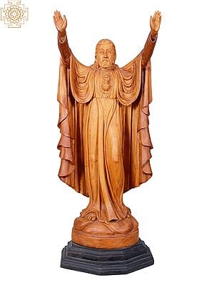 22" Standing Lord Jesus Teakwood Idol | Carving Handmade Statue