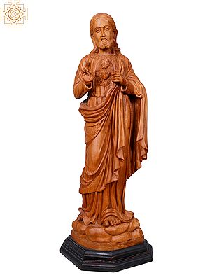 25" Lord Jesus Carving Handmade Teakwood Statue