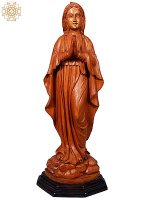 25" Wooden Statue of Mother Mary | Carving Handmade Idol