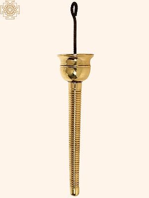 22" Brass Ceiling Oil Torch for Temples | Handmade | Made in India