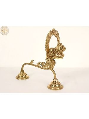 10" Lion Incense Burner with Handle in Brass | Handmade | Made in India