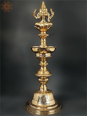 25" Amman Lamp (Goddess Lakshmi Lamp) In Brass | Handmade | Made In India