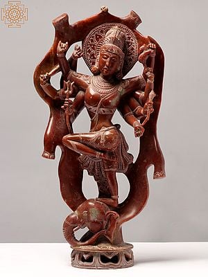16" Eight Armed Dancing Lord Shiva on Elephant Head (Gajasurasamhara)