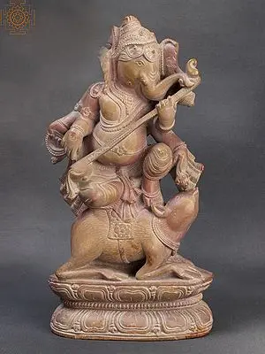 9" Lord Ganesha Seated on Mushak