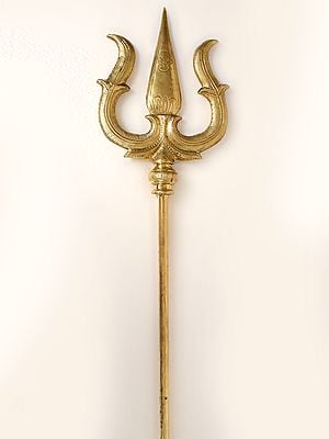 59" Large Size Lord Shiva's Trident In Brass | Handmade | Made In India