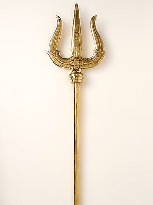 79" Large Size Lord Shiva's Trident In Brass | Handmade | Made In India