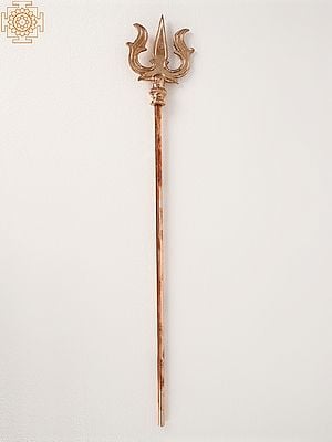 23" Lord Shiva's Trident In Copper | Handmade | Made In India
