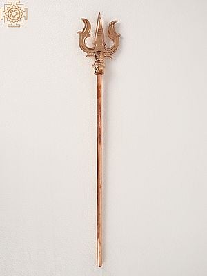 19" Lord Shiva's Trident In Copper | Handmade | Made In India