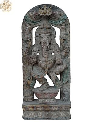 36" Large Dancing Ganesh | Wooden Statue
