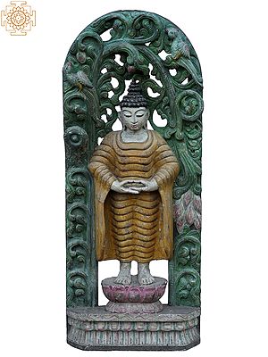 36" Large Calming Buddha | Wooden Statue