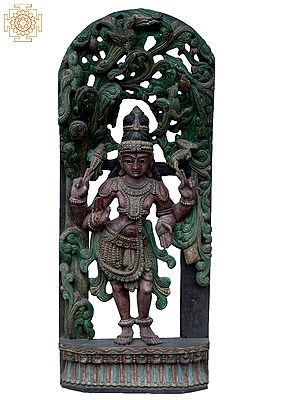 36" Standing Lord Shiva | Wooden Statue