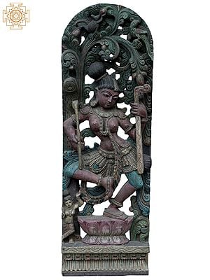 36" Large Musical Lady (Apsara) Wooden Statue