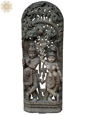 48" Large Dancing Radha Krishna | Wooden Statue