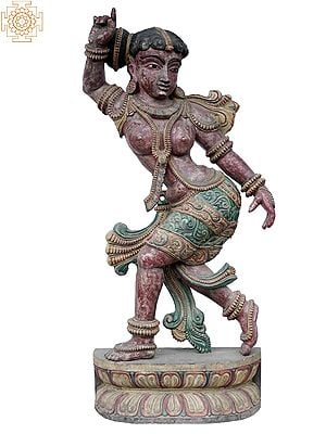 46" Large Dancing Apsara Wooden Statue