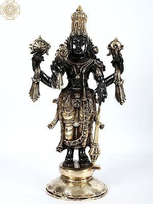 21" Lord Vishnu With Gada Standing On Pedestal