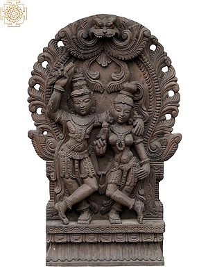 24" Dancing Radha Krishna Wooden Statue