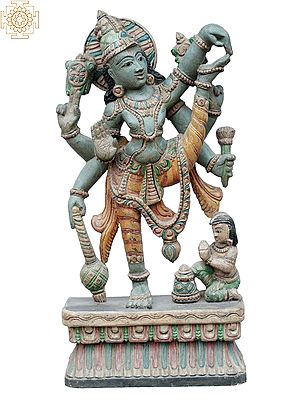 24" God Trivikrama Wooden Statue