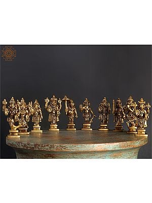 Brass Small Dashavatara Set Statues | Set of Vishnu Avatar Idol