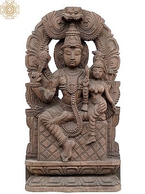 18" God Shiva Parvati Wooden Statue
