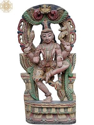 18" Dancing Shiva Wooden Statue