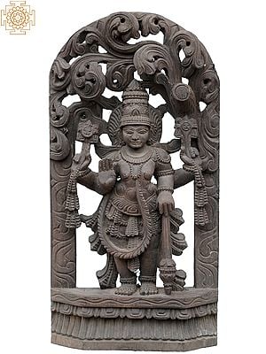 18" Standing God Vishnu Wooden Statue