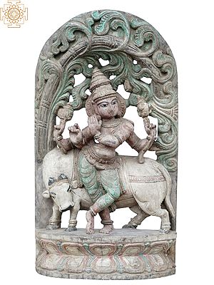 18'' Venugopal Krishna Standing With Cow  | Wooden Statue