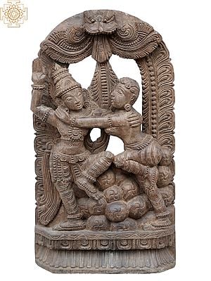18'' Hindu Deities Radha Krishna Idol | Wooden Statue
