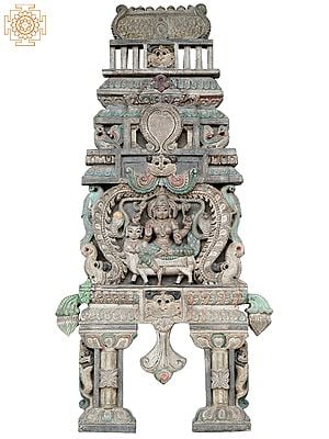 36'' Large Colorful Goddess Kamadhenu Kavadi Wall Panel | Wooden Statue