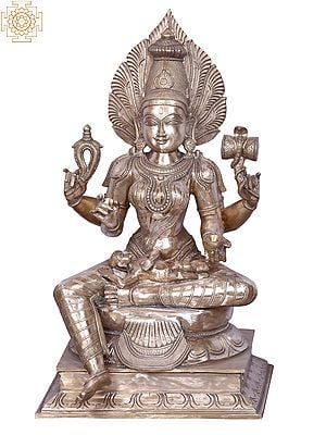 19'' Hindu Goddess Mariamman Seated With Kid | Bronze