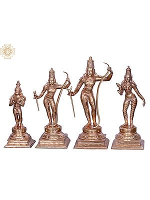 16'' Hindu Ramayana (Rama, Lakshmana, Sita, Hanuman) Set | Bronze