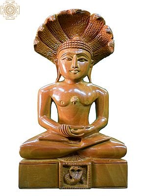 5'' Mahavira Seated In Dhyana Mudra | Wooden Statue