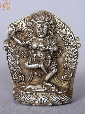 4'' Small Vajrayogini Silver Ghau with Kartika (Knife) from Nepal