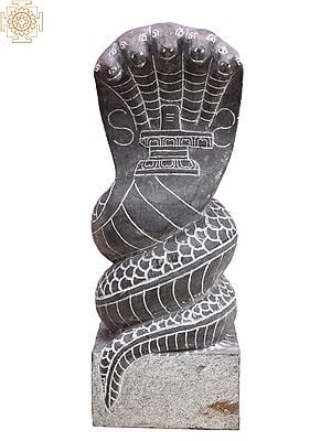 17'' Carved Sheshnag With Shiva Linga | Granite Stone Statue