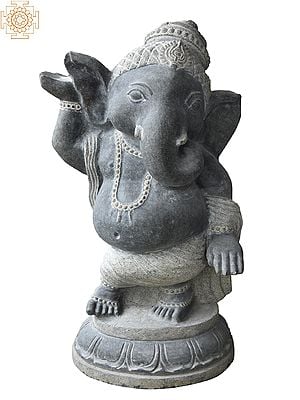 26'' Lord Dancing Bala Ganesha | Granite Stone Statue