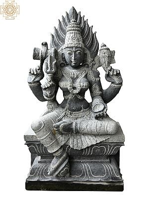 29'' Finely Carved Goddess Mariamman | Granite Stone Statue