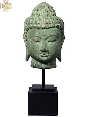 19'' Buddha Head In Meditation From Nepal | Brass Statue