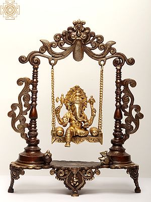 19'' Swinging Brass Ganesha Statue In Beautiful Design
