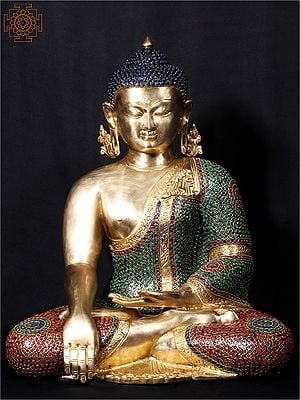 20'' Buddhist Deity Buddha In Bhumisparsha Mudra | Fine Stone Work