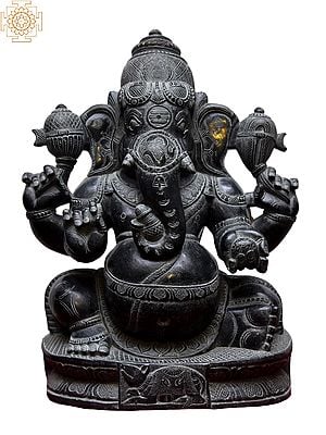 11'' Finely Carved Hindu God Ganesha | Kadappa Stone