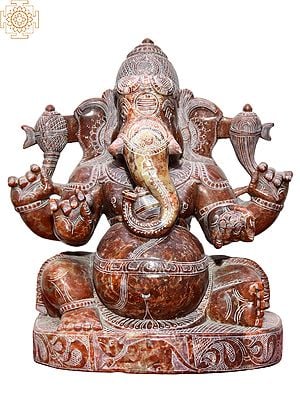 9'' Carved Hindu God Ganesha With Fine Details | Stone Statue